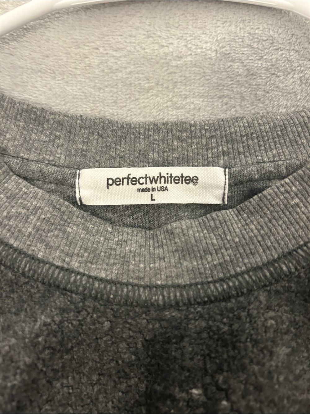 perfectwhitetee Women's Charcoal Heather Raglan Pullover Sweatshirt - Picture 4 of 5